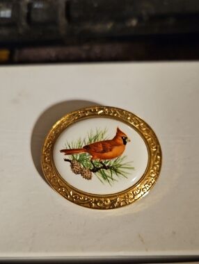 Avon Crimson Crest Cardinal Brooch Necklace